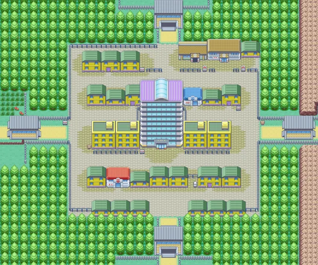 Ciudad Azafrán en Pokémon Rojo Fuego y Pokémon Verde Hoja