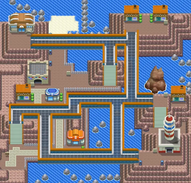 Ciudad Marina en Pokémon Diamante y Pokémon Perla