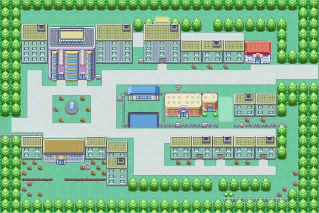 Ciudad Azulona en Pokémon Rojo Fuego y Pokémon Verde Hoja