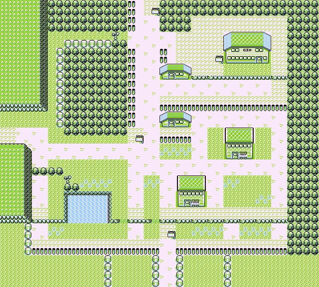Ciudad Verde en Pokémon Rojo y Pokémon Azul