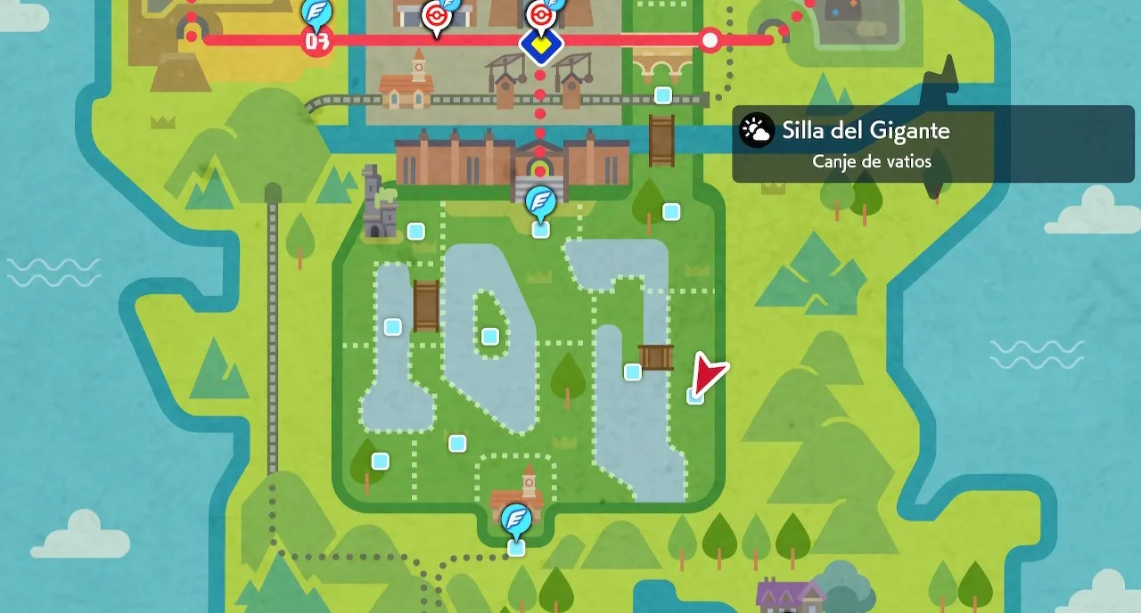Mapa de Galar con Silla del Gigante señalado