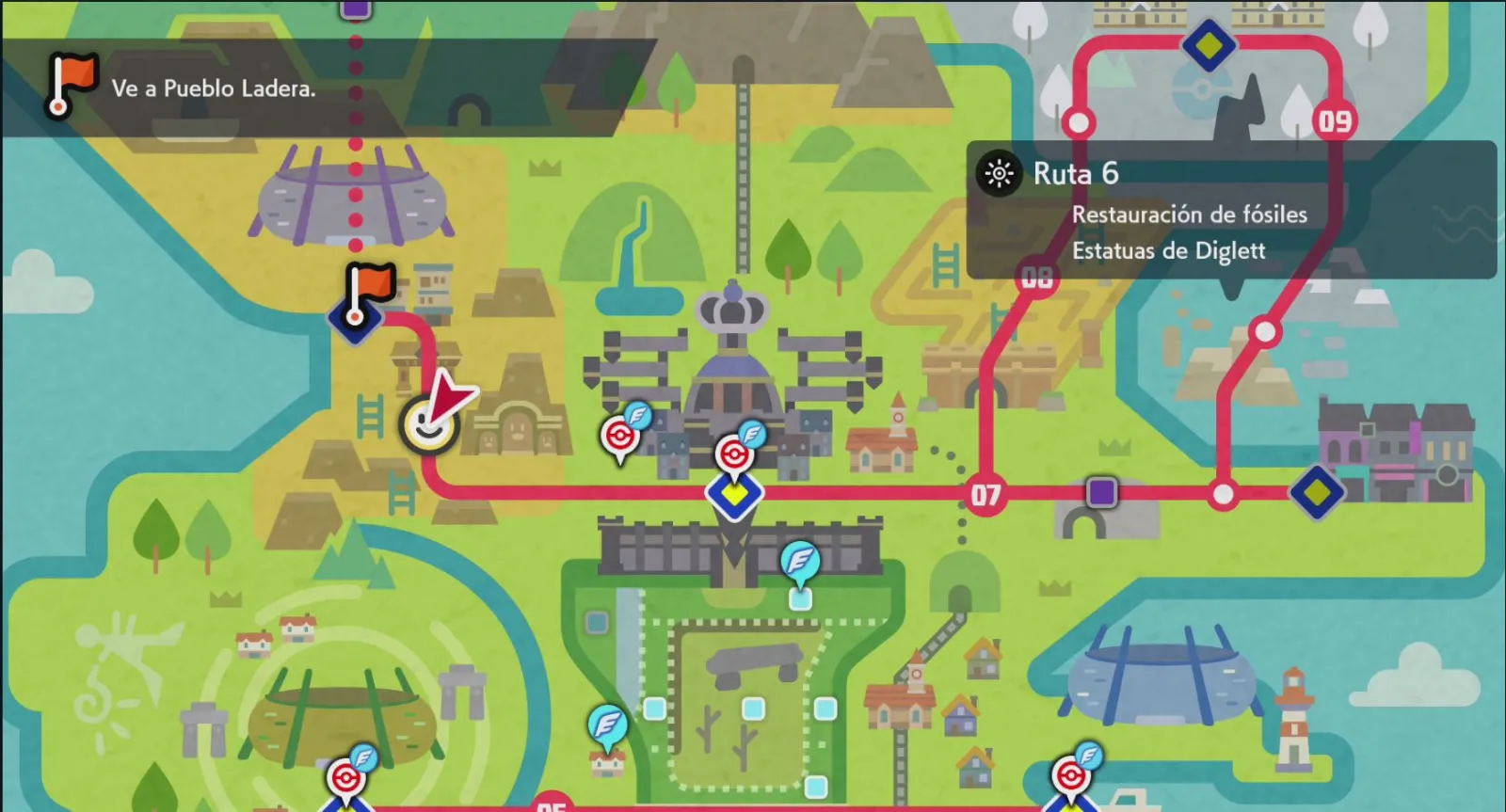 Mapa de Galar con Ruta 6 señalado