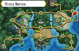 Mapa de Teselia con Gruta Marina señalado