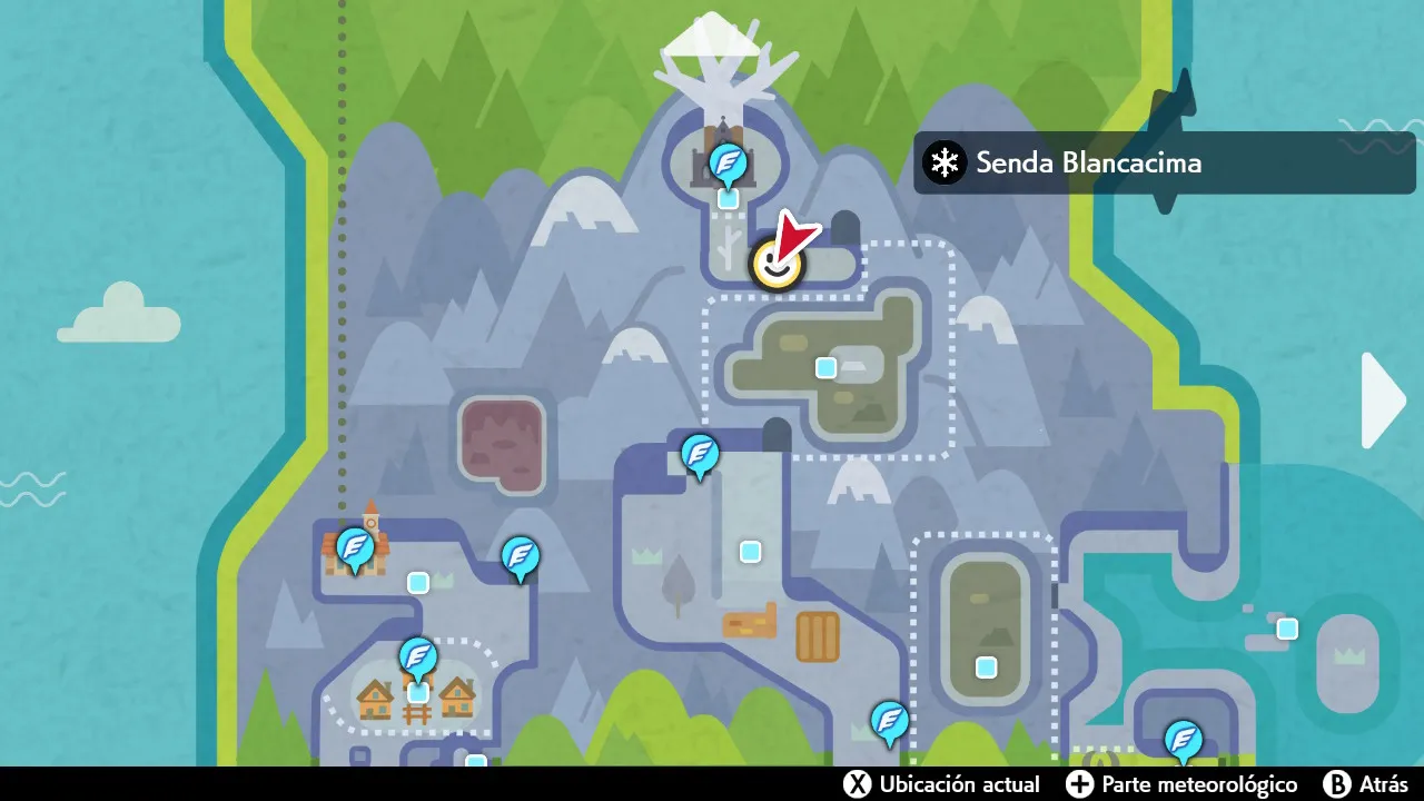 Mapa de Galar con Senda Blancacima señalado