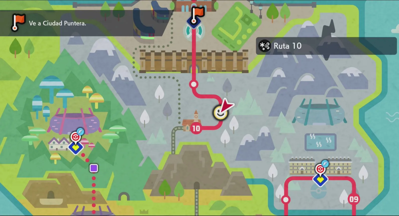 Mapa de Galar con Ruta 10 señalado