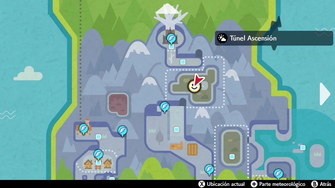 Mapa de Galar con Túnel Ascensión señalado