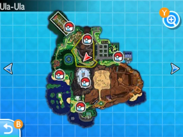 Mapa de Alola con Ruta 10 señalado