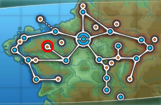 Mapa de Kalos con Palacio Cénit señalado