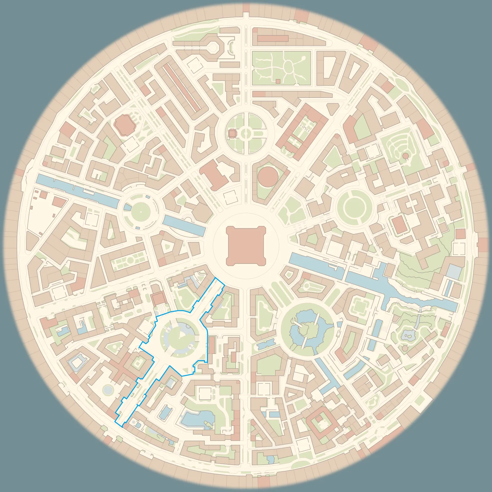 Mapa de Kalos con Vía Azul señalado
