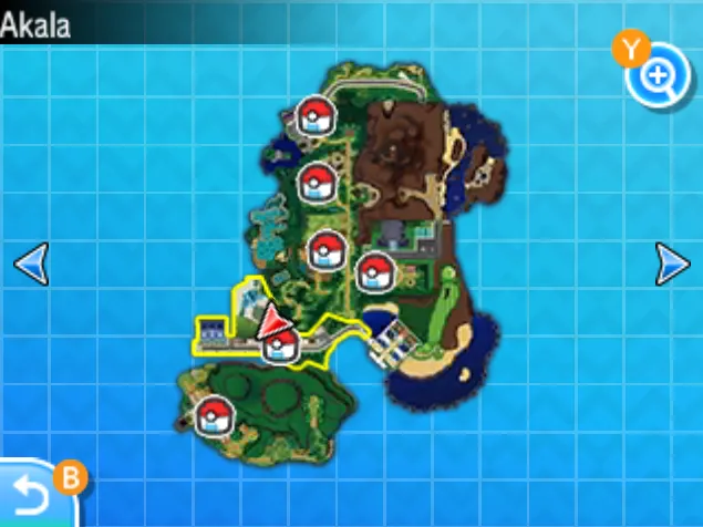 Mapa de Alola con Ciudad Kantai señalado