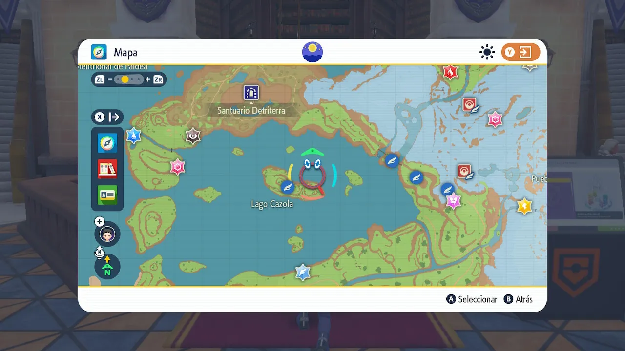 Mapa de Paldea con Lago Cazola señalado