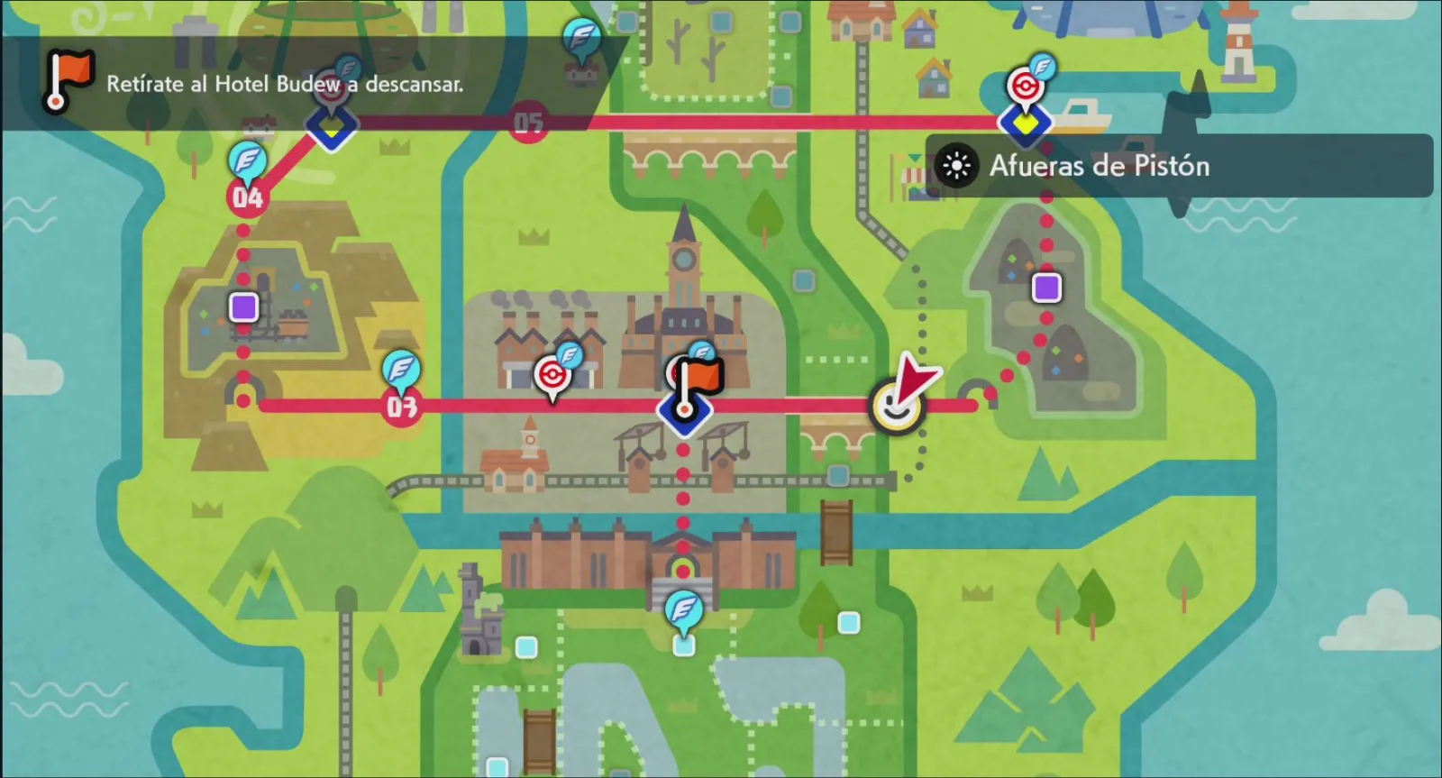 Mapa de Galar con Afueras de Pistón señalado