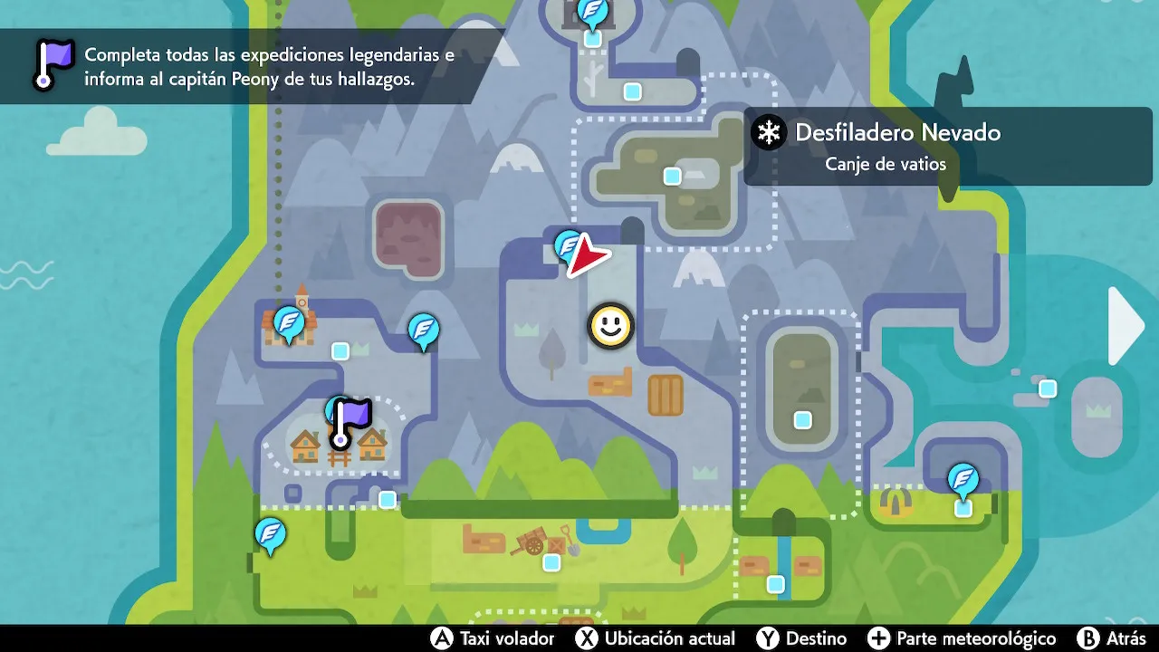 Mapa de Galar con Ruinas Iceberg señalado