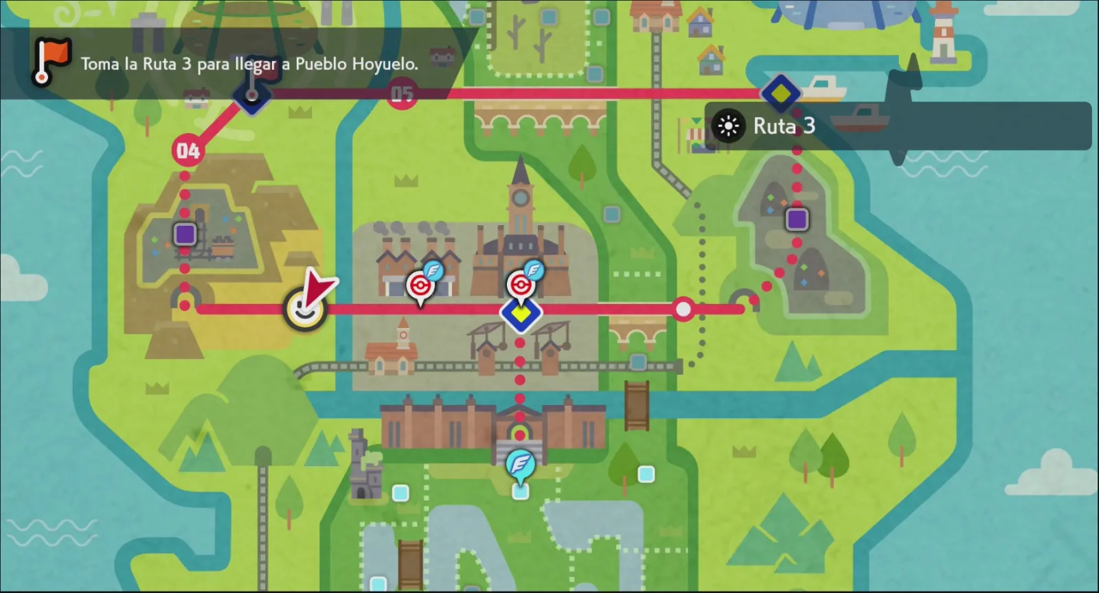 Mapa de Galar con Ruta 3 señalado