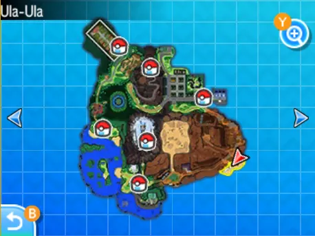 Mapa de Alola con Playa de Ula-Ula señalado