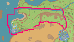 Mapa de Paldea con Área 2 del oeste señalado