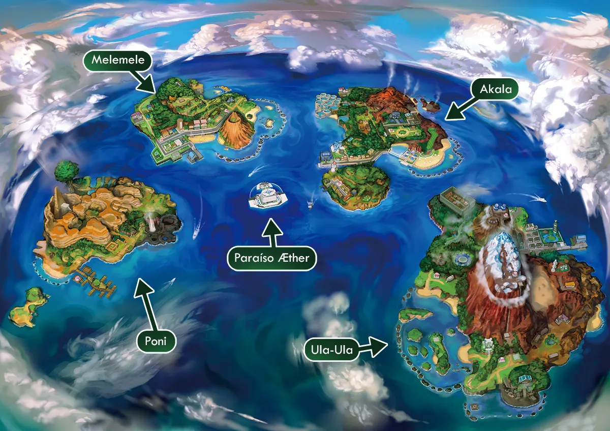Mapa de Alola en Pokémon Sol y Pokémon Luna
