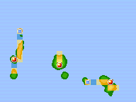 Mapa de Kanto con Playa Tesoro señalado