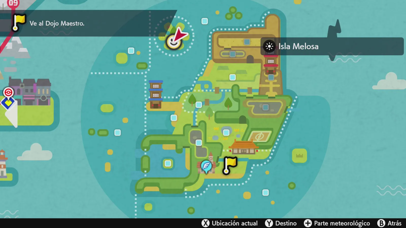 Mapa de Galar con Isla Melosa señalado