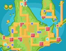 Mapa de Sinnoh con Ciudad Puntaneva señalado