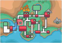 Mapa de Johto con Ciudad Olivo señalado