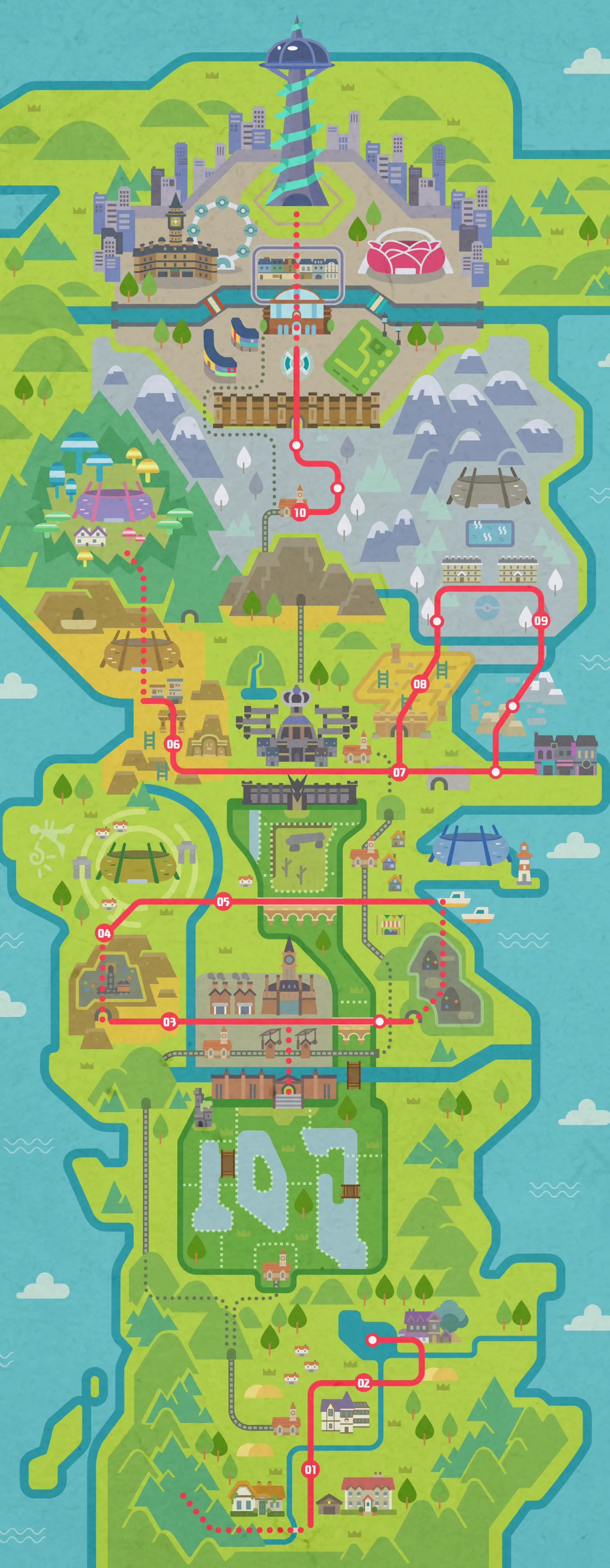 Mapa de Galar en Pokémon Espada y Pokémon Escudo