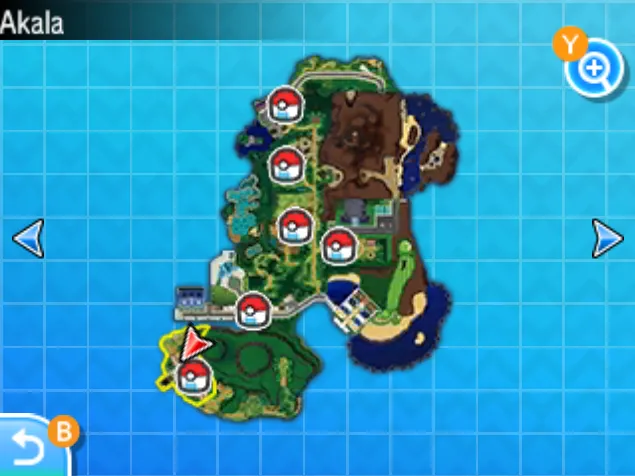 Mapa de Alola con Ciudad Konikoni señalado