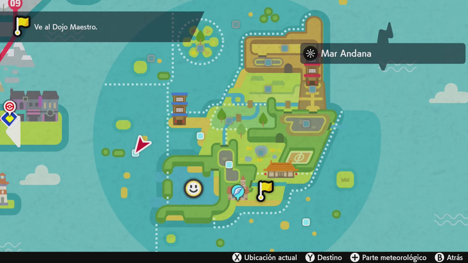 Mapa de Galar con Mar Andana señalado