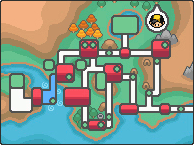 Mapa de Johto con Ruinas de Sinjoh señalado