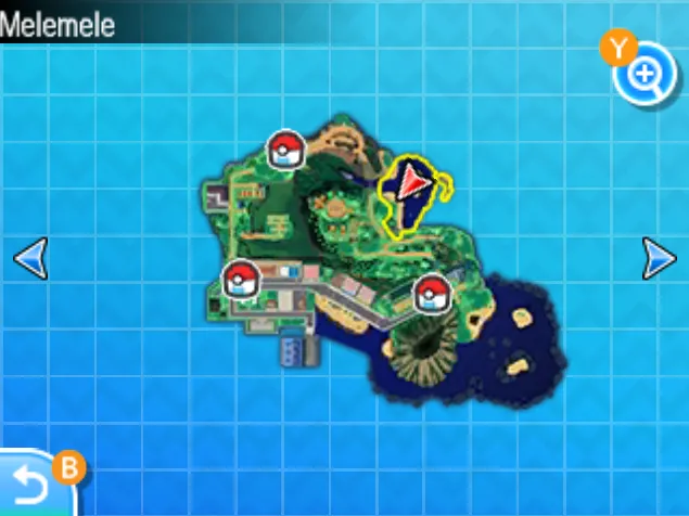 Mapa de Alola con Bahía Kalae señalado