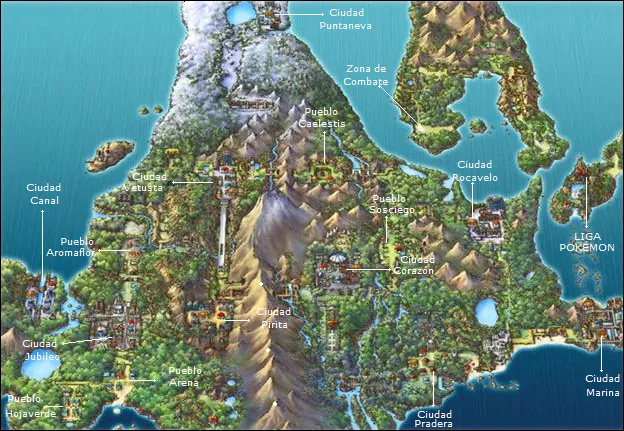 Mapa de Sinnoh en Pokémon Platino