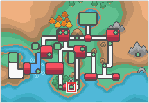 Mapa de Johto con Pueblo Azalea señalado