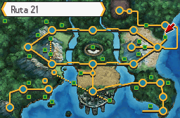 Mapa de Teselia con Ruta 21 señalado
