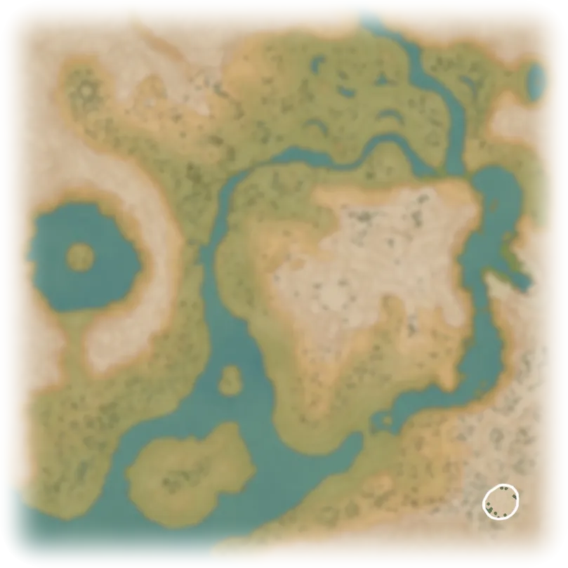 Mapa de Hisui con Arena del Gran Árbol señalado