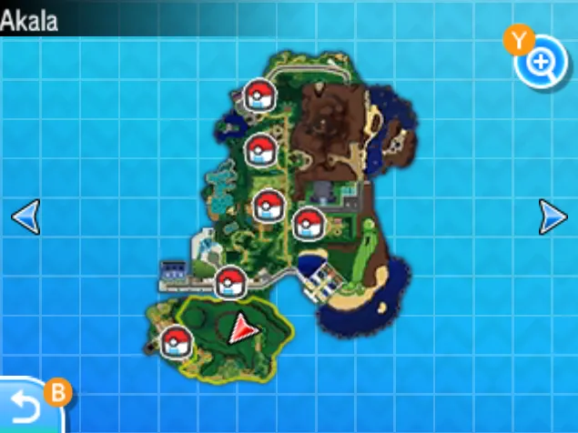 Mapa de Alola con Ruta 9 señalado