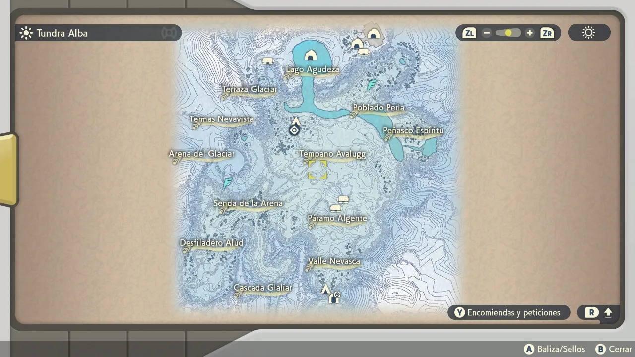 Mapa de Hisui con Poblado Perla señalado