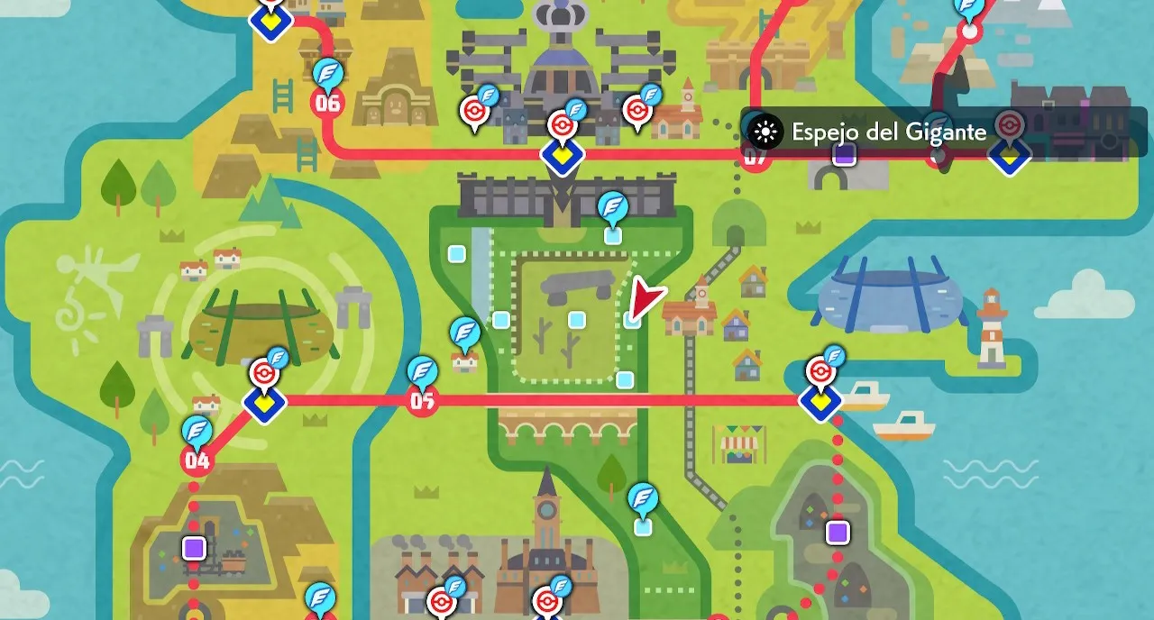 Mapa de Galar con Espejo del Gigante señalado