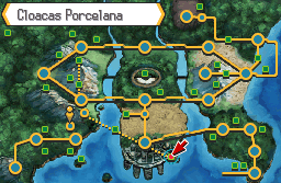 Mapa de Teselia con Cloacas Porcelana señalado
