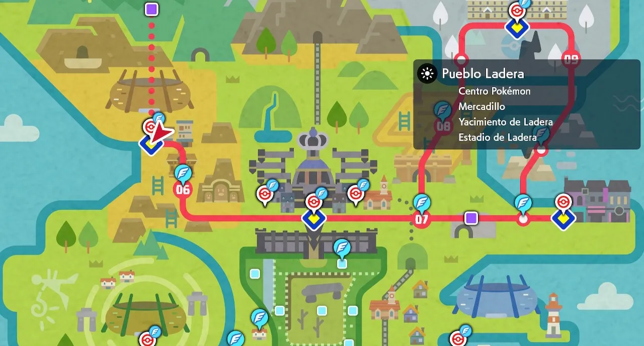 Mapa de Galar con Pueblo Ladera señalado