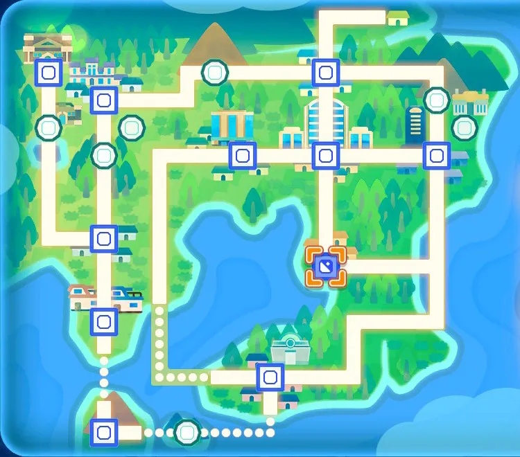 Mapa de Kanto con Ciudad Carmín señalado
