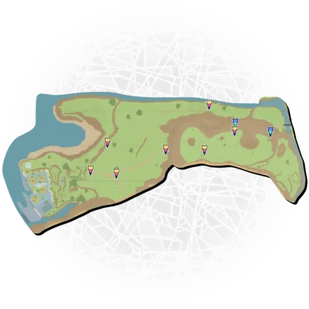 Mapa de Paldea con Área 3 del oeste señalado