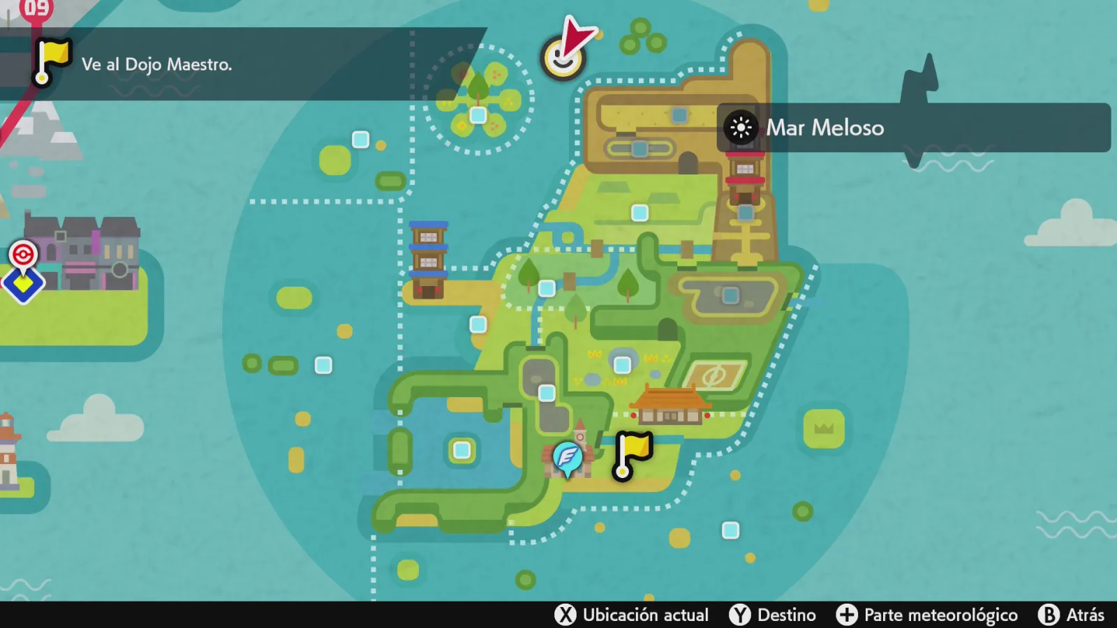 Mapa de Galar con Mar Meloso señalado