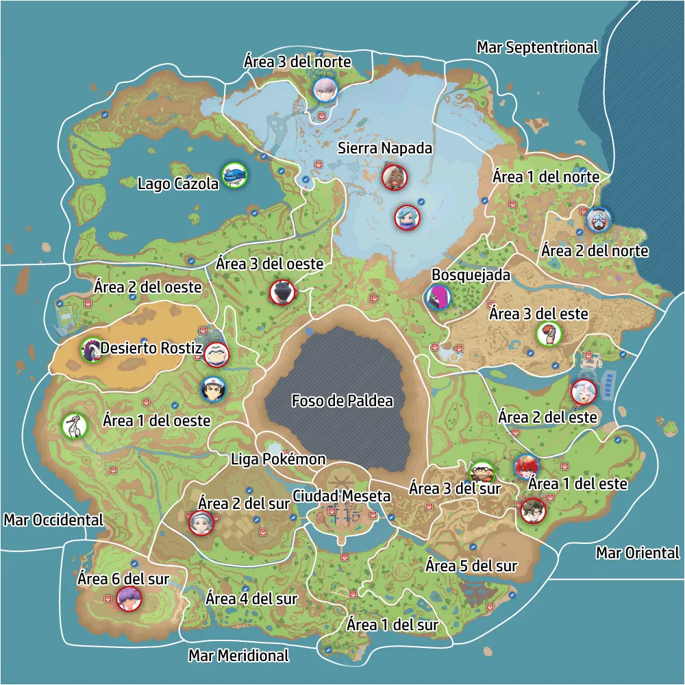 Mapa de Paldea en Pokémon Escarlata y Pokémon Púrpura