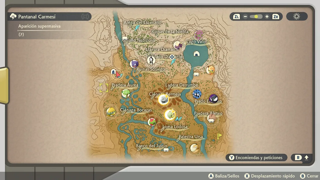 Mapa de Hisui con Poblado Diamante señalado