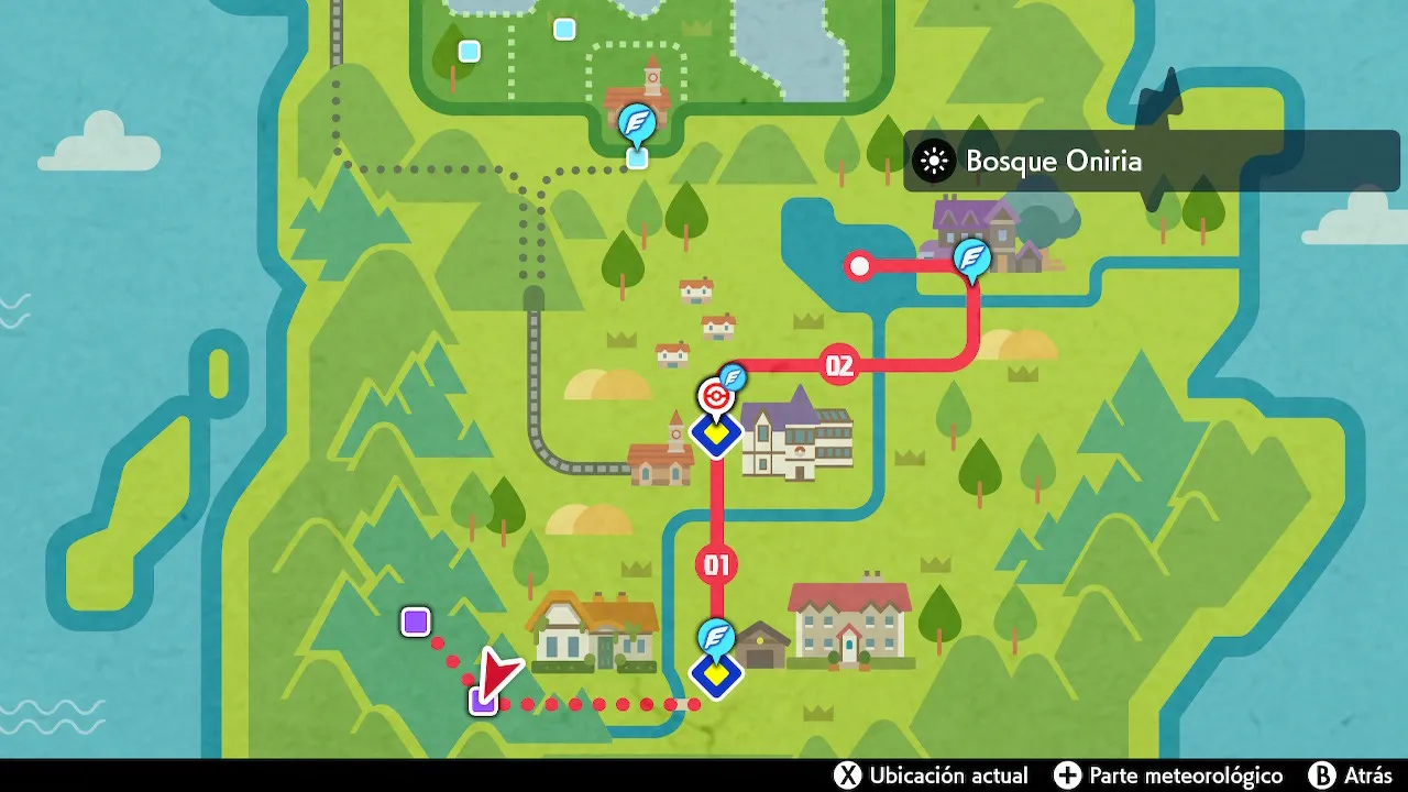 Mapa de Galar con Bosque Oniria señalado