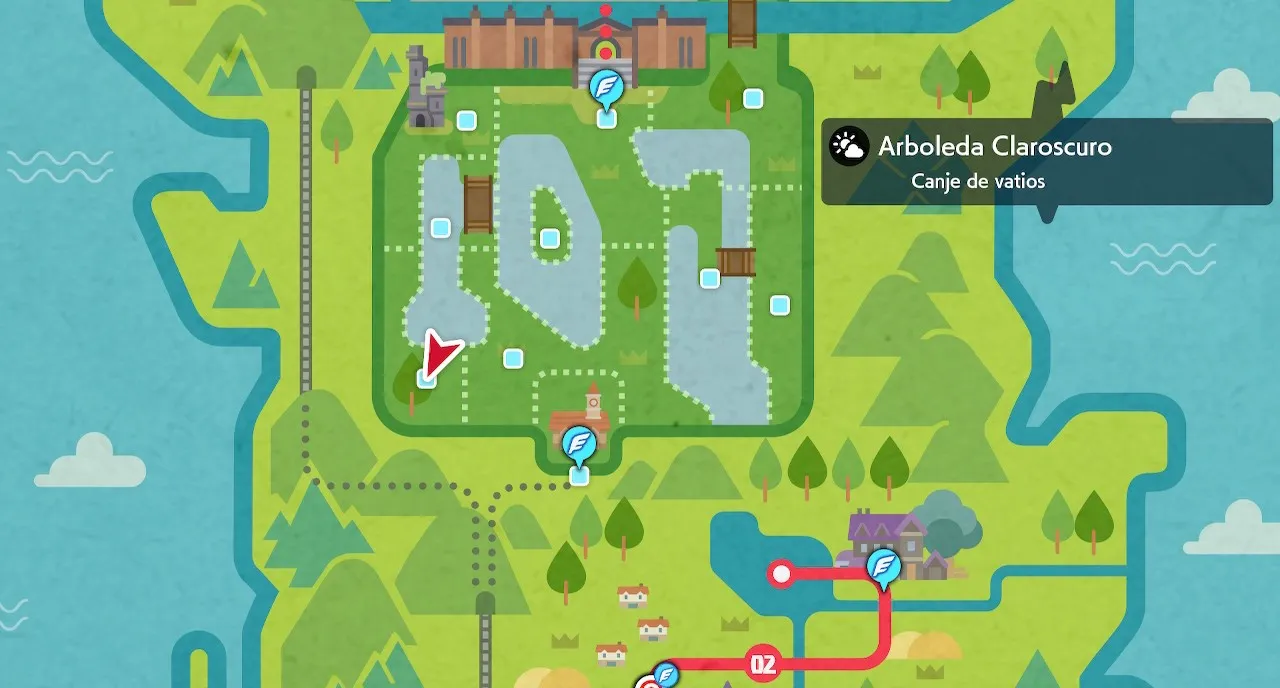 Mapa de Galar con Arboleda Claroscuro señalado