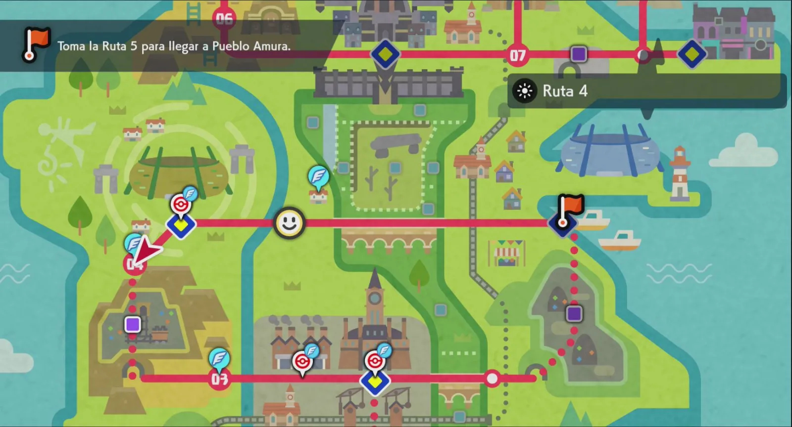 Mapa de Galar con Ruta 4 señalado