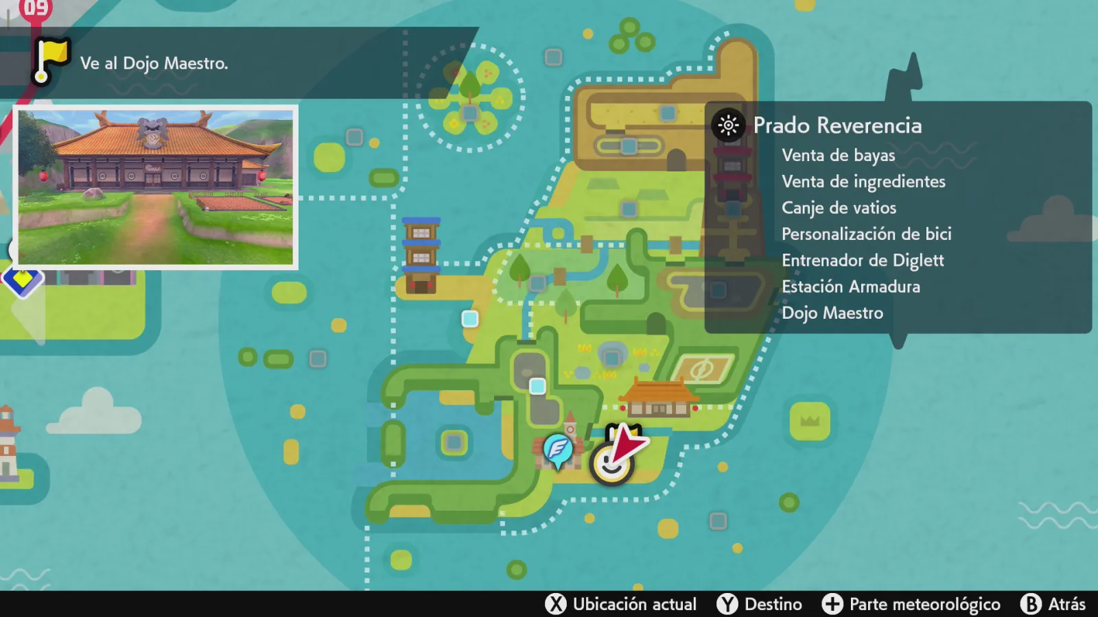 Mapa de Galar con Prado Reverencia señalado