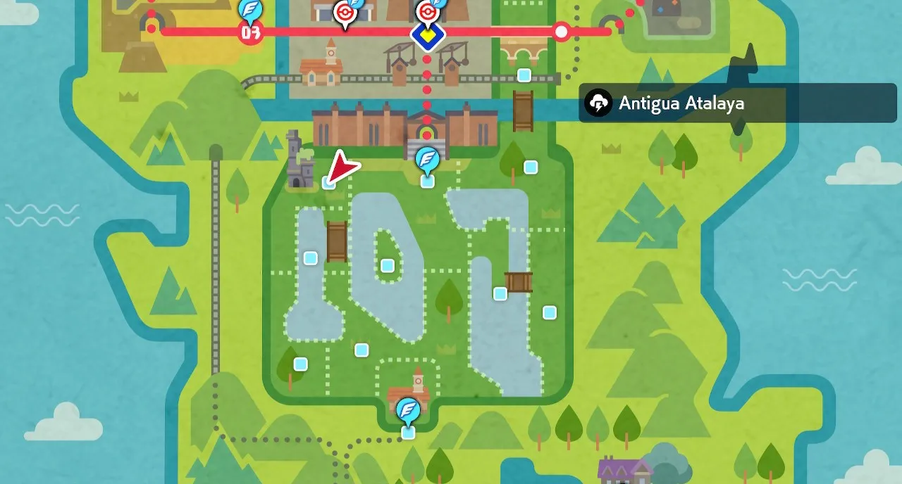 Mapa de Galar con Antigua Atalaya señalado