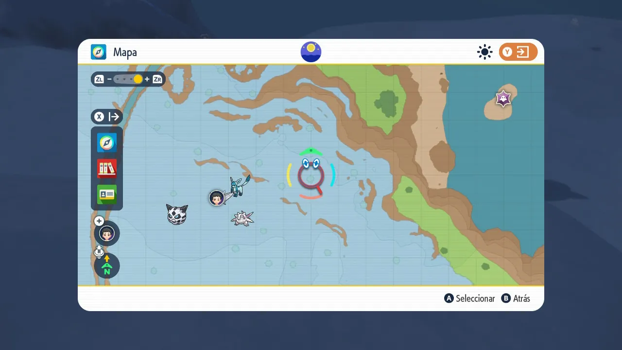 Mapa de Paldea con Área 1 del norte señalado
